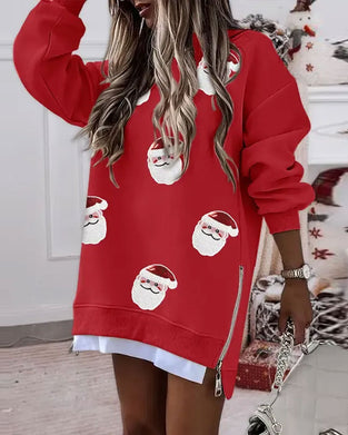 Jurk Kerstman Print Samengevoegd Sweatshirt