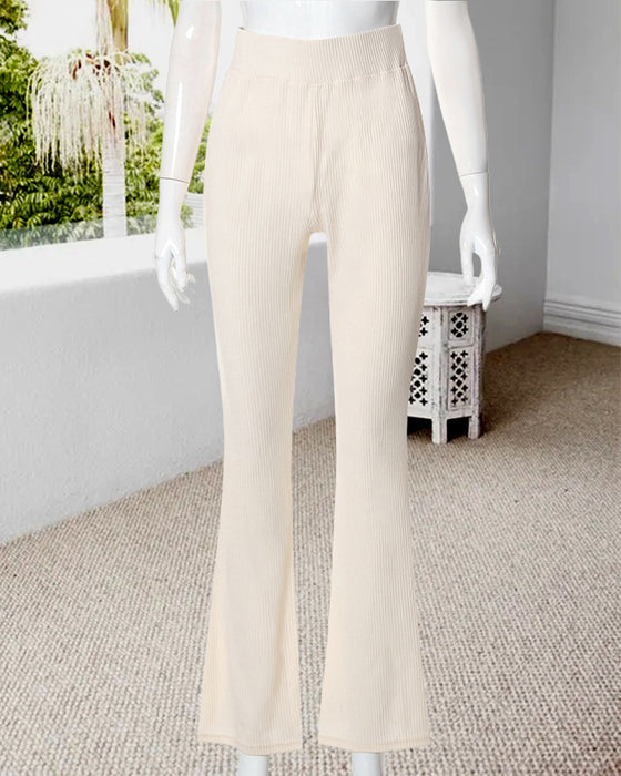 Effen gekleurde micro-flare slim-fit broek