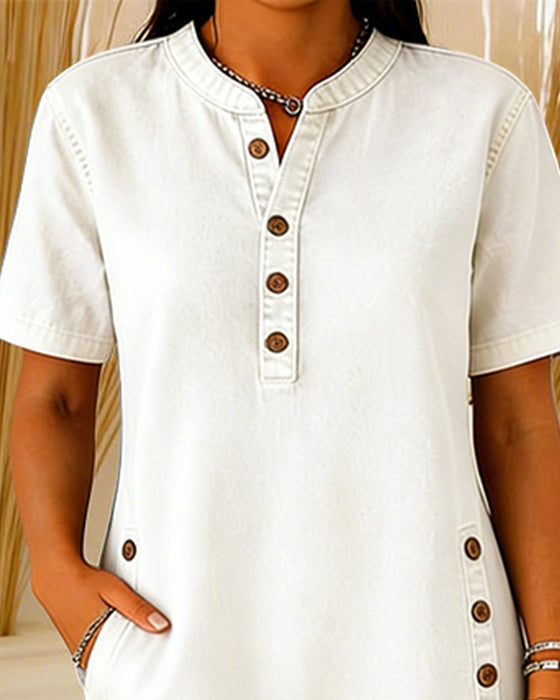 Jurk Met Knopen Casual Denim