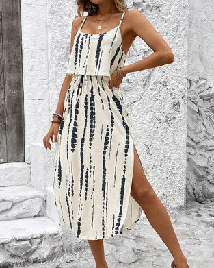 Jurk Onregelmatig Patroon Split Camisole