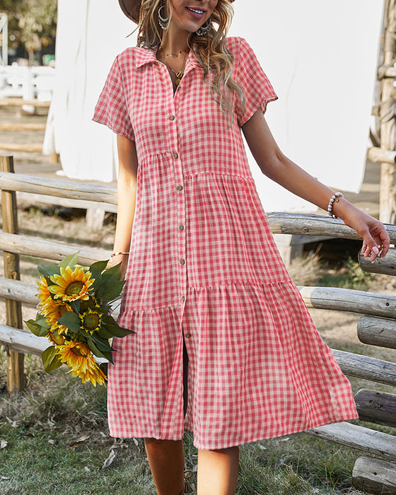 Jurk Plaid Print Casual Shirt