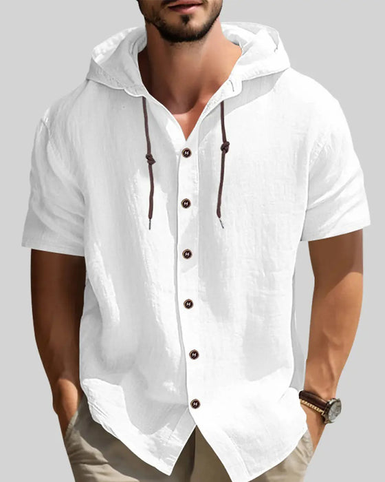Shirt Knoop Trekkoord Capuchon Effen Heren