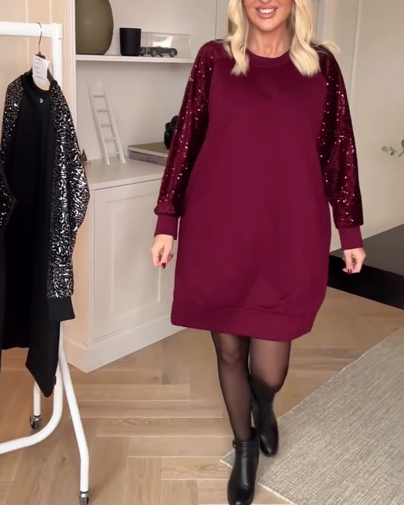 Trui-Jurk Pullover Met Crewneck En Lange Mouwen