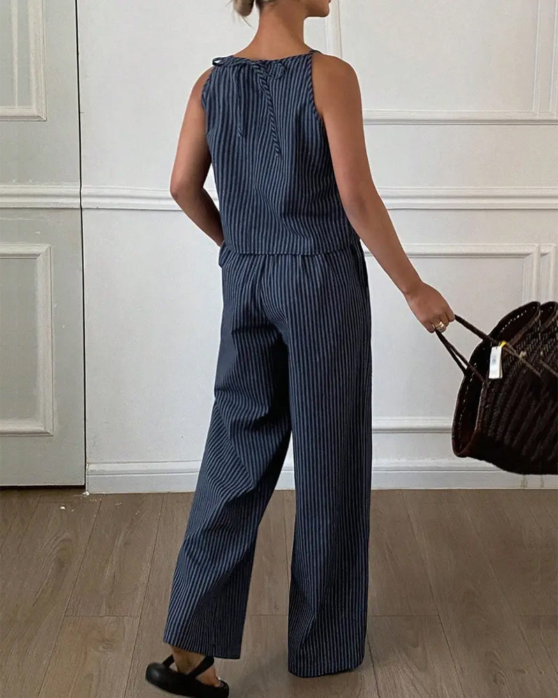 Set Gestreept Camisole Wijde Pijp Broek