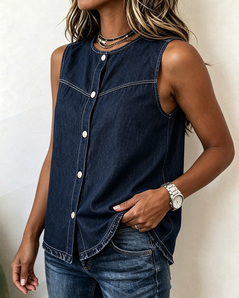 Tanktop Ronde Hals Mouwloos