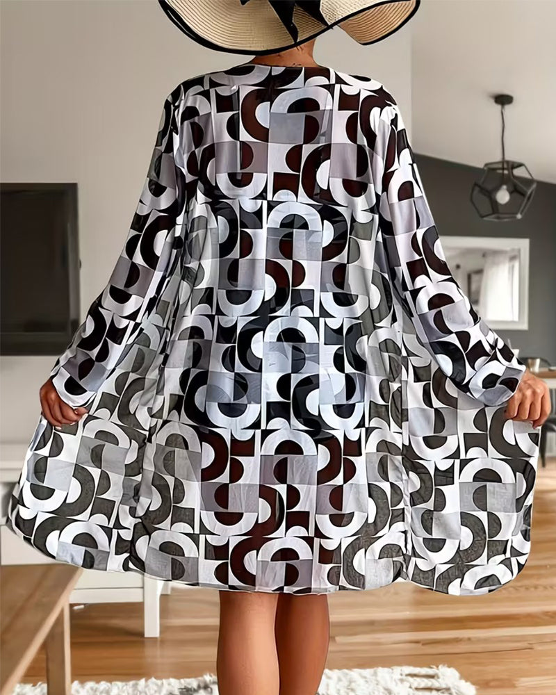 Set Geometrische Print Driestuks Badpak