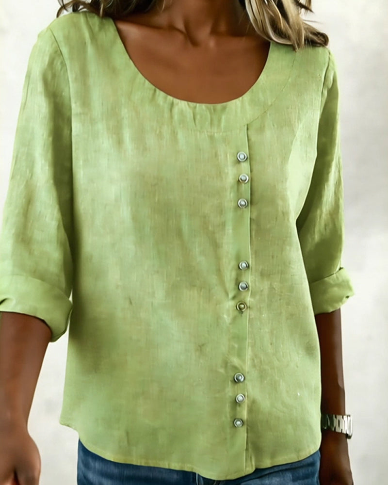 Top Ronde Hals Lange Mouw