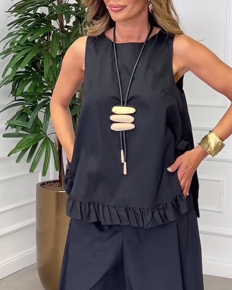 Blouse Mouwloos Kant Kant Camisole