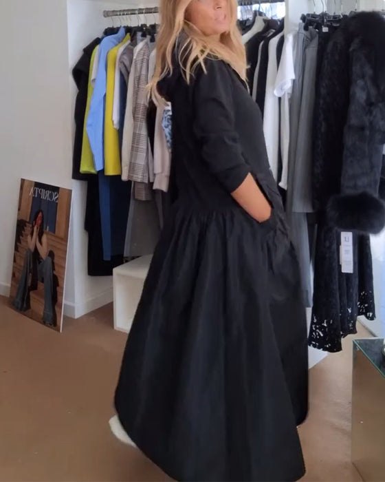 Casual jurk met rits, capuchon en patchworkzak