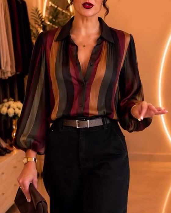 Blouse Retro Streep Pofmouw
