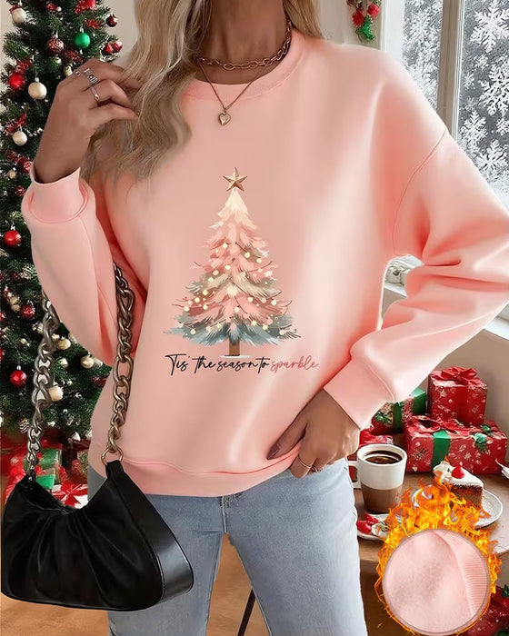 Sweatshirt Kerstboom Print Ronde Hals
