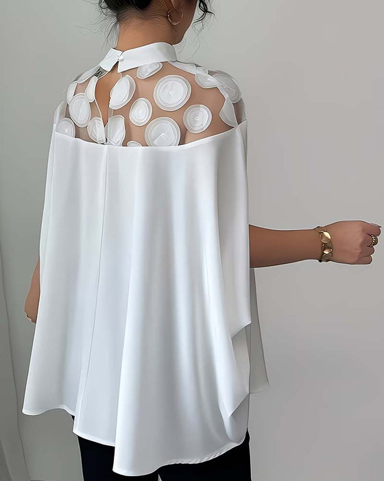 Blouse Mesh Paneel Grote Stip