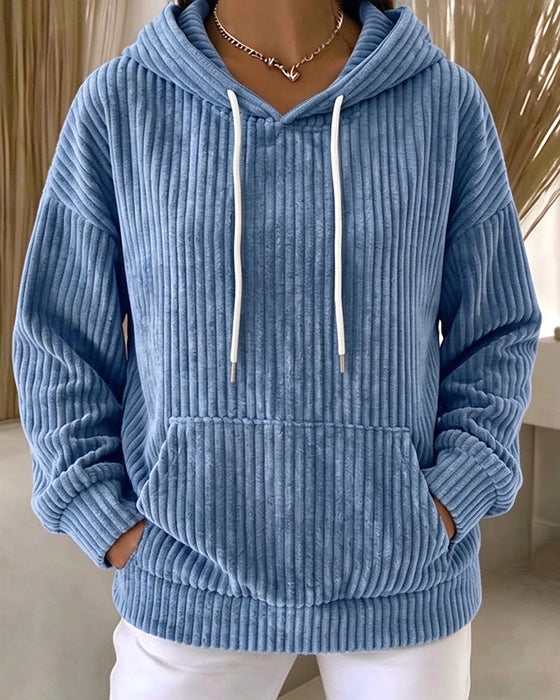 Hoodie Effen Trekkoord Casual