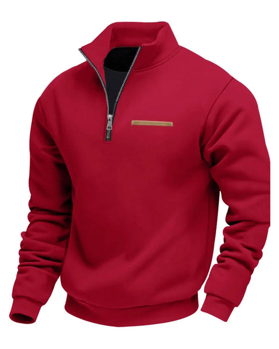 Sweatshirt Effen Kleur Staande Kraag Rits