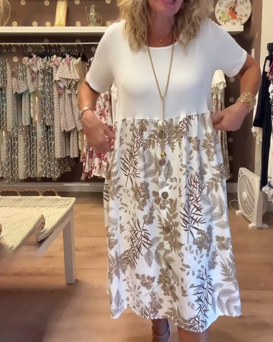 Jurk casual temperament bedrukt ronde hals