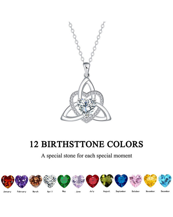 Geboortesteen Keltische Drie-eenheid Knoop Hart Ketting ✨ Hartvormige Keltische Drie-eenheid Knoop Geboortesteen Hanger
