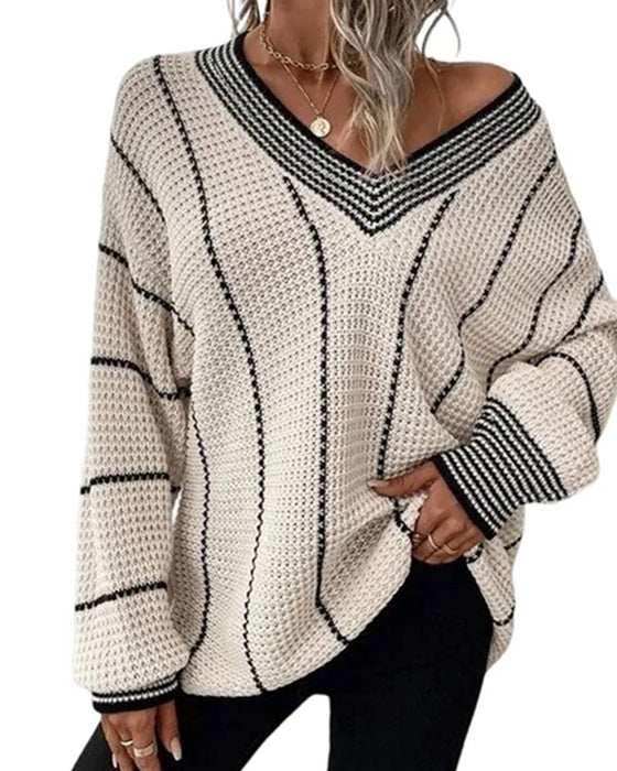 Pullover Trui Casual Loose Fit Streep