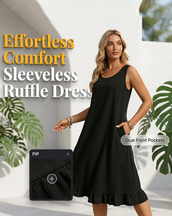 Jurk Mouwloos Effen Ruffle