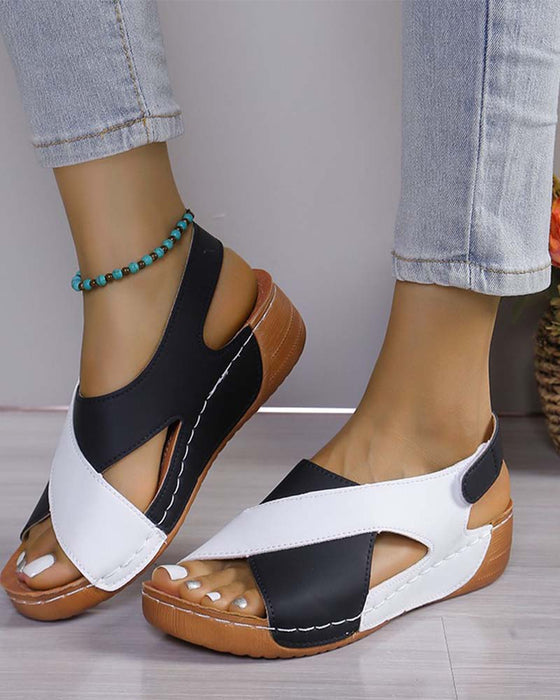 Sandal Kleurblok Sleehak Casual