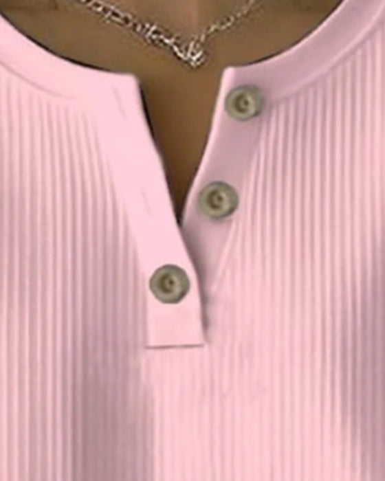 Langmouwige Sweatshirt Met Knoopsluiting En V-Hals