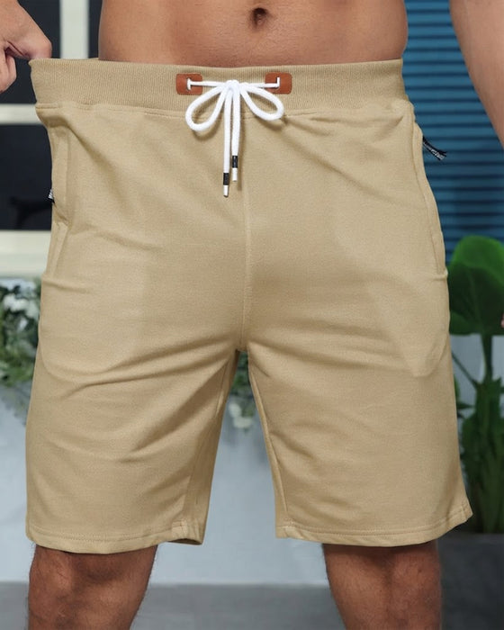 Shorts Elastische Taille Trekkoord Effen Kleur Heren