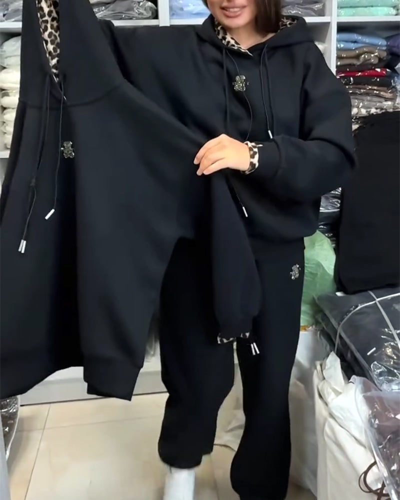 Tweedelig Setje In Luiaardprint Met Capuchon