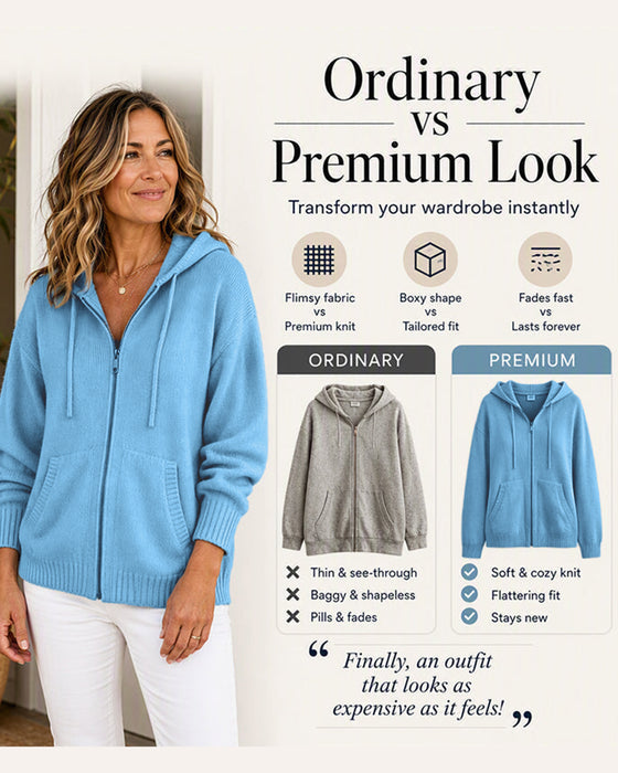 Cardigan Effen Met Capuchon Rits