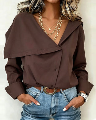 Blouse Diepe V Asymmetrisch Knoop Slag