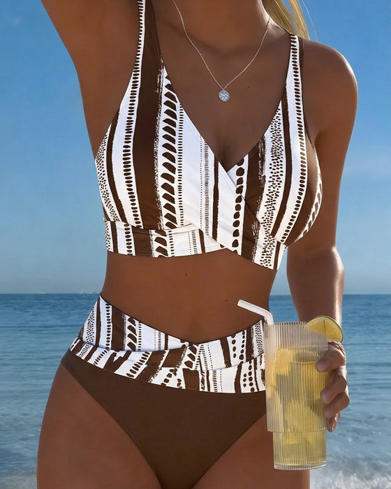 Bikini Handgetekend Streep Kruis Omslag