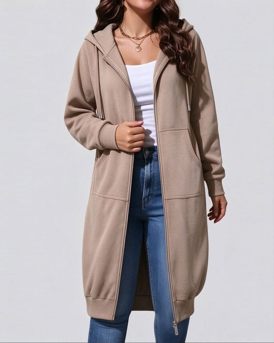 Jas Lang Met Capuchon Rits Sweatshirt