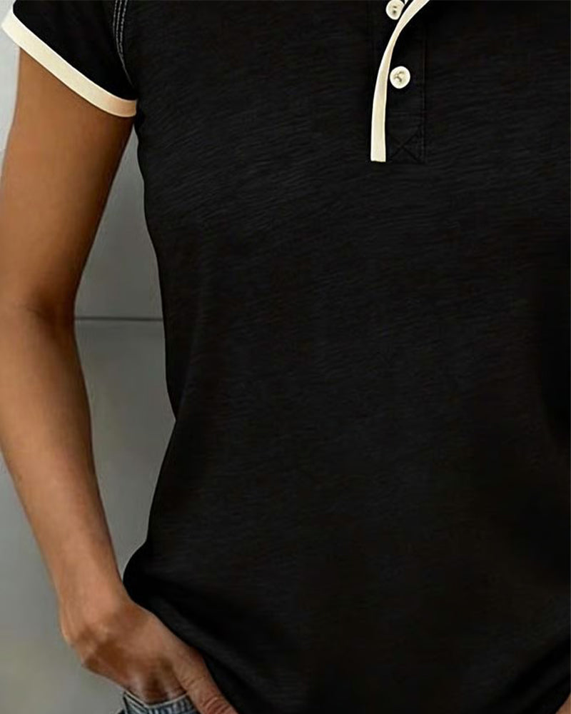 T-Shirt Colorblock Knoopt Slanke Pasvorm