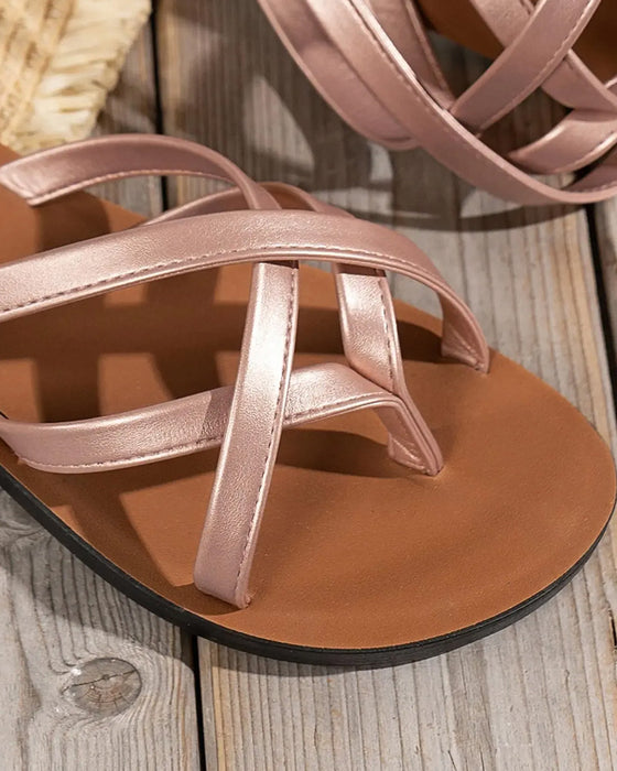Dames Effen Kleur Teenstrop Sandalen