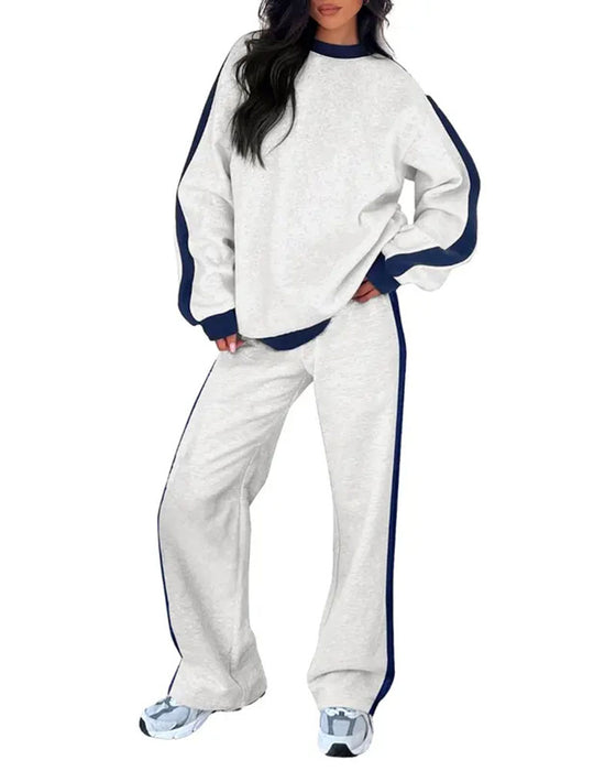 Set Zij Kleurblok Ronde Hals Sweatshirt