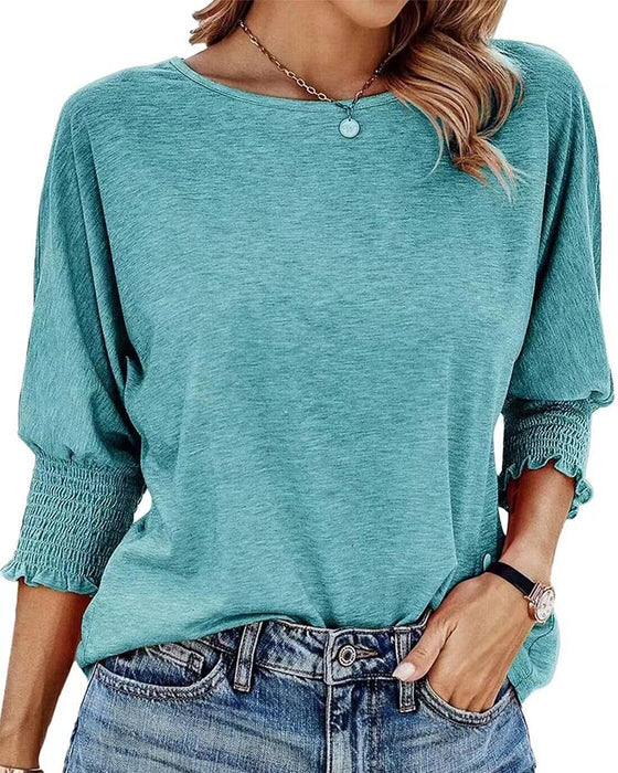 Tshirt Losse Pasvorm Ronde Hals Gerimpelde Manchetten