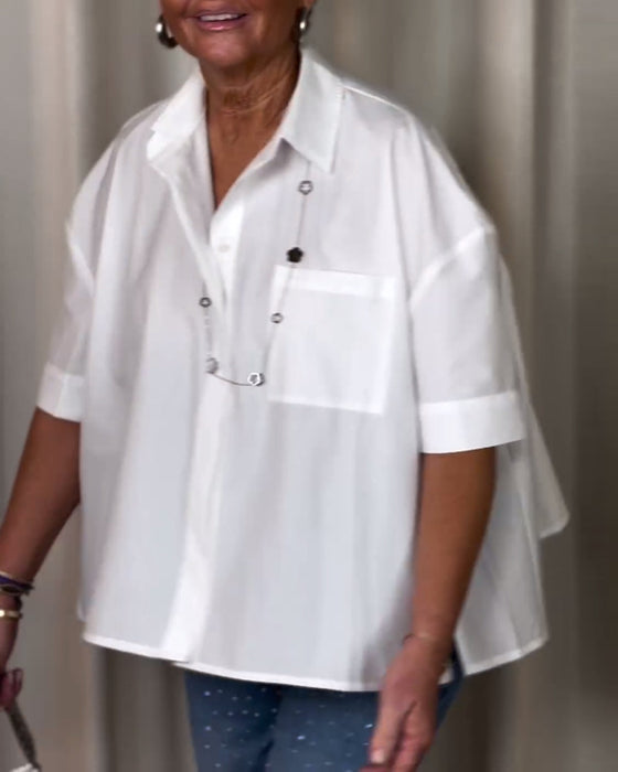 Gesmokte blouse met korte mouw