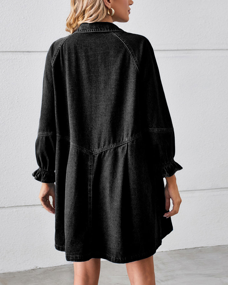 Langmouw Patchwork Denim Jurk