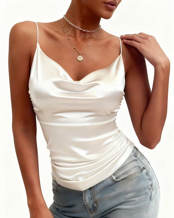 Cami-Top Effen Cowl Neck