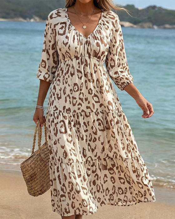 Jurk Luipaardprint V-hals