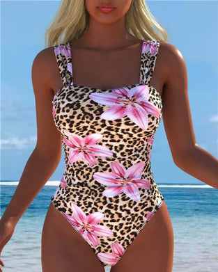 Een Delig Luipaard En Lelie Print