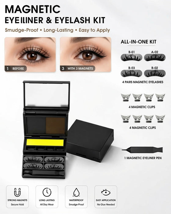 Kit 3-En-1 Eyelineur Et Tampon À Cils