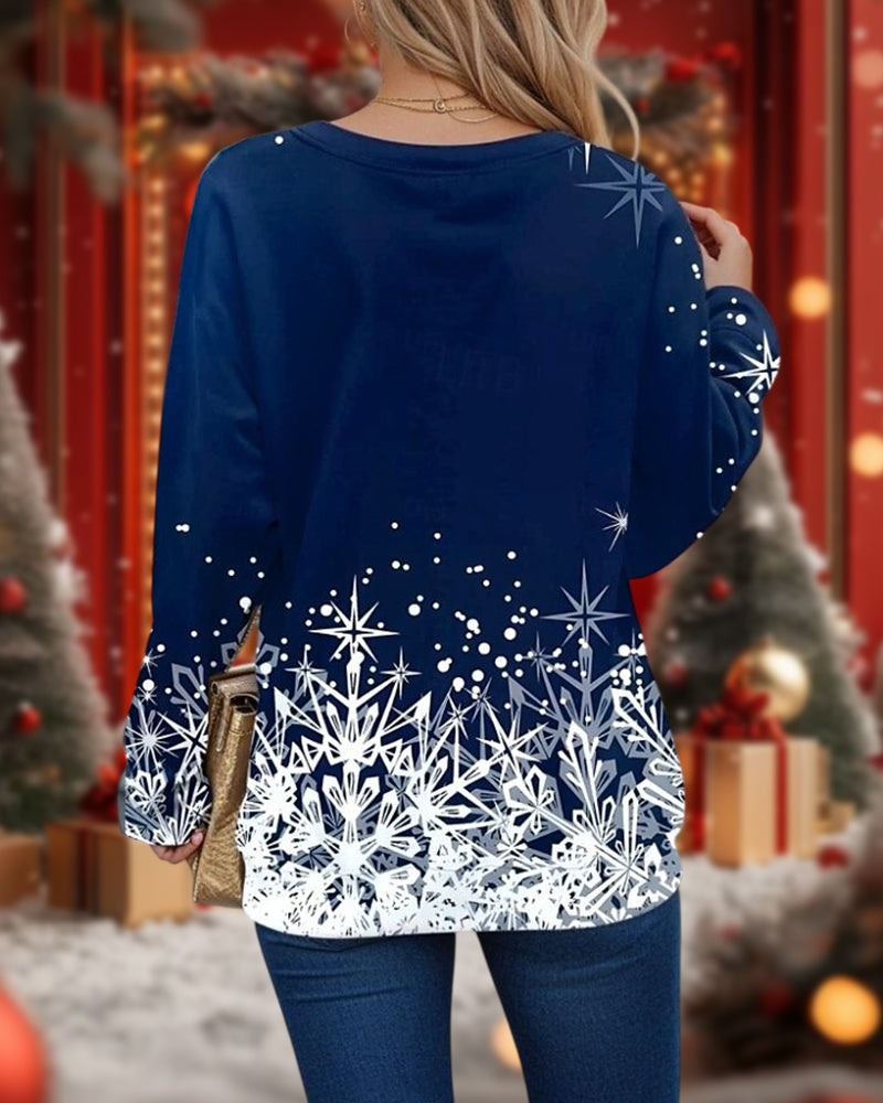 Sweatshirt met ronde hals en kerstboomprint