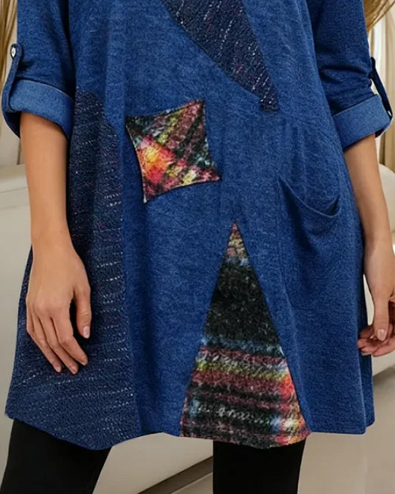 Casual Jurk Met Coltrui En Colorblock