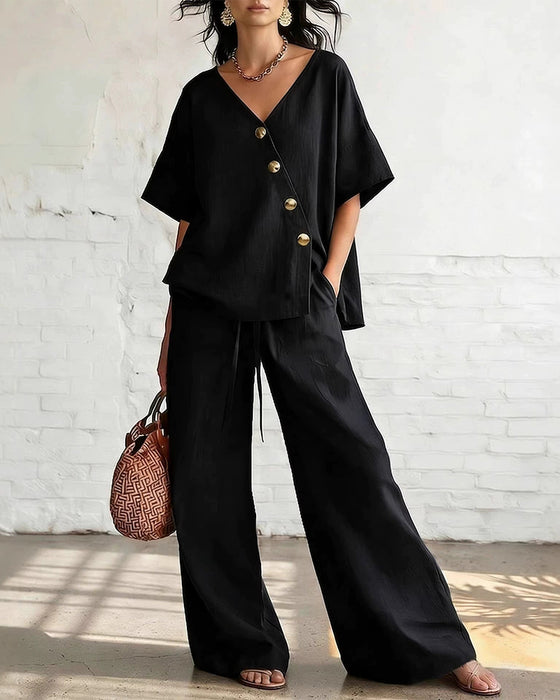 Tweedelig Set Effen Loose Fit Casual