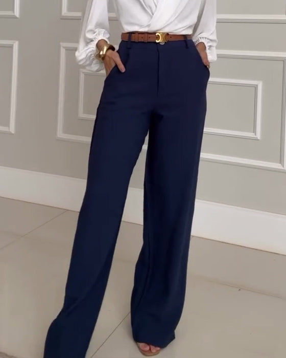 Broek casual effen kleur zak