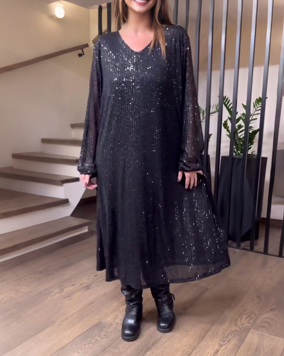 Modieuze Effen Jurk Met V-Hals