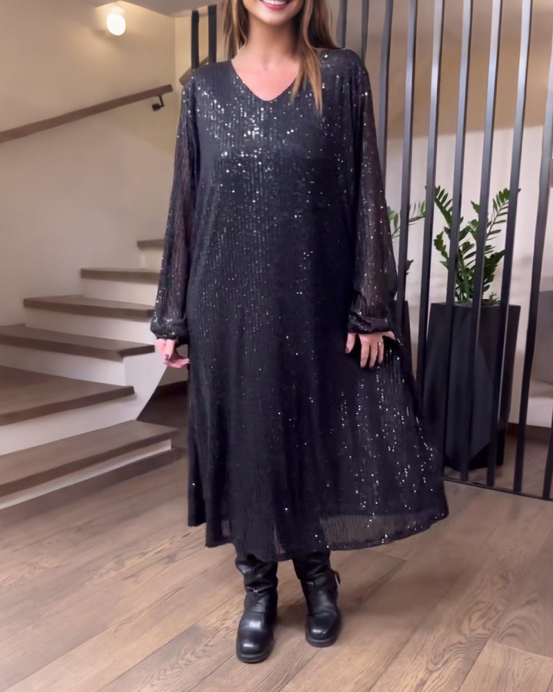 Modieuze Effen Jurk Met V-Hals