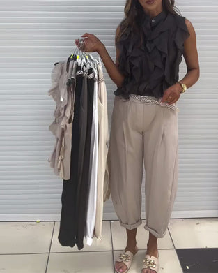 Tank Top Designer Ruffle Mouwloos