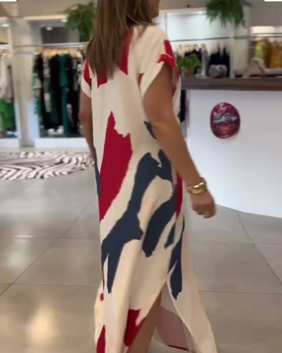 Jurk Met Korte Mouwen Bedrukt