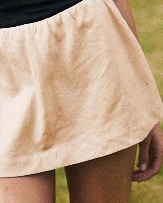 Effen Tweedelig Rok Met Ingebouwde Shorts
