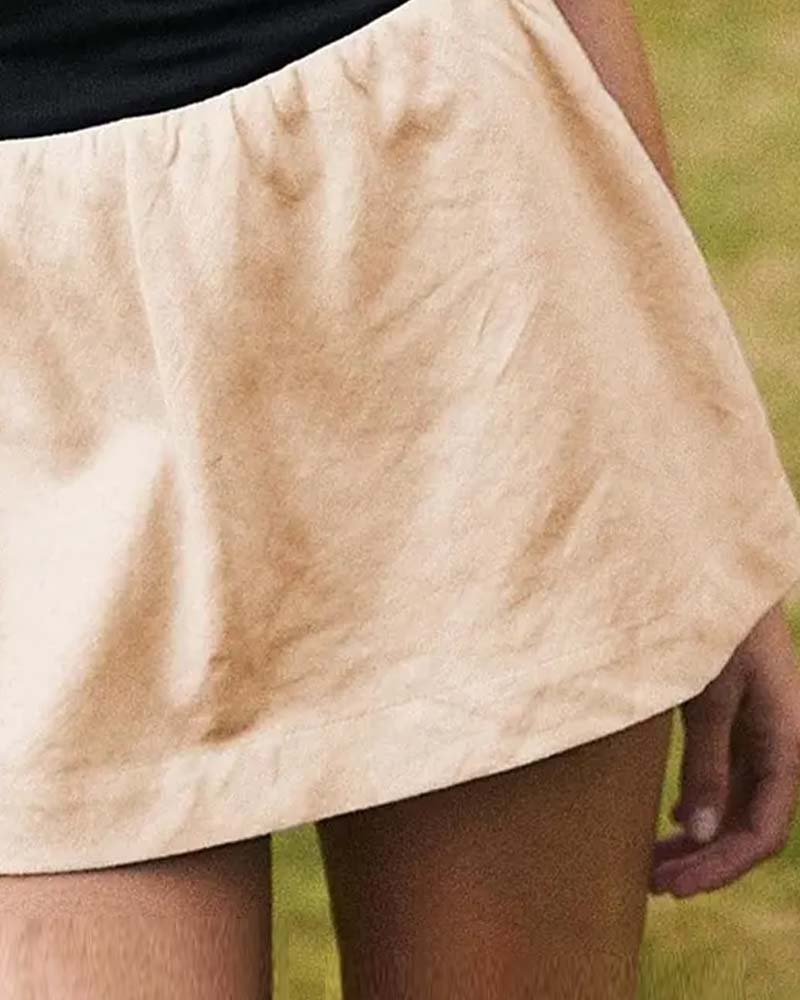 Effen Tweedelig Rok Met Ingebouwde Shorts